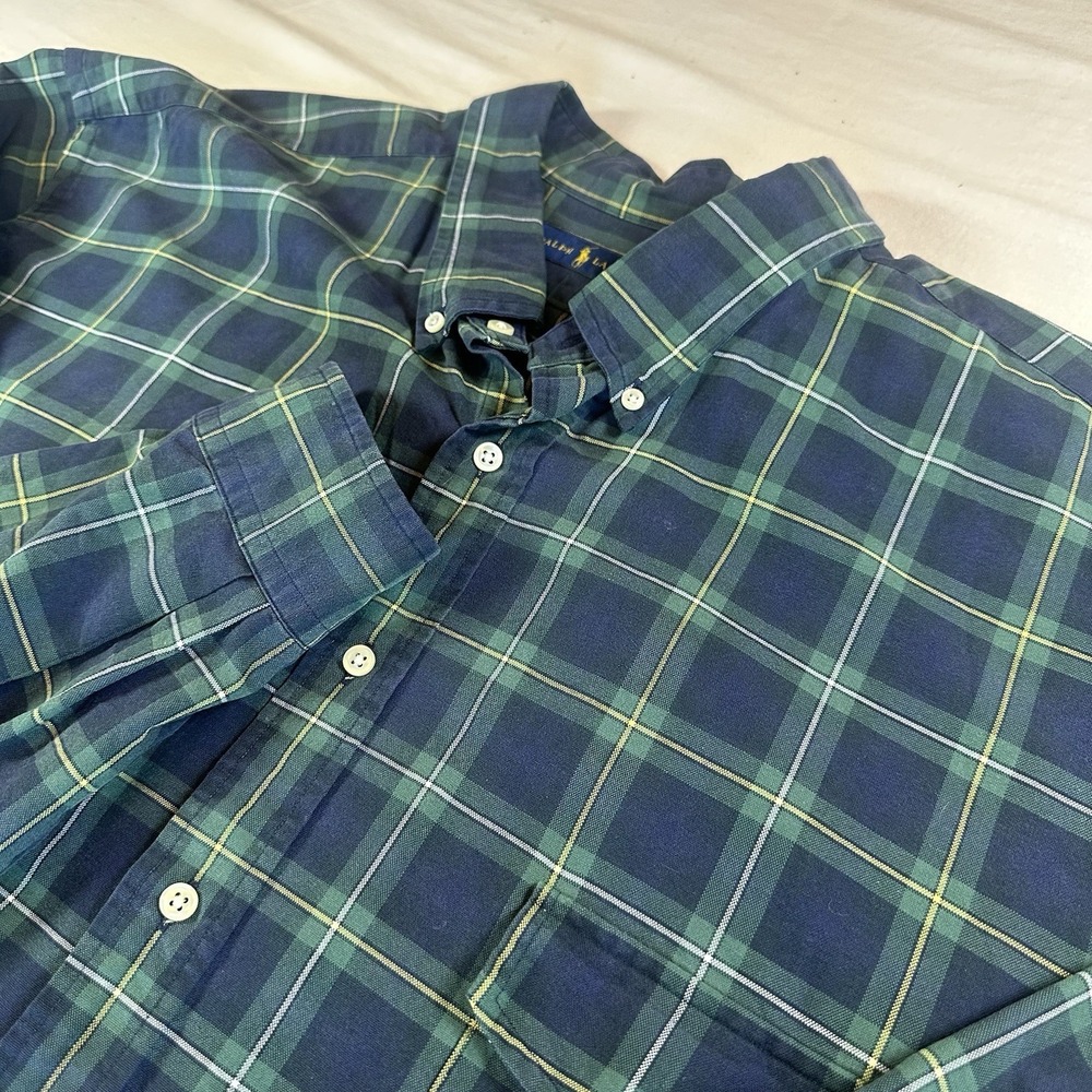 Polo Ralph Lauren Long Sleeve Oxford Button Front Shirt Men's 4XLT Plaid Flaws